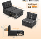 VINGLI Convertible Sofa Bed Tufted Teddy Fleece Sleeper Chair Bed Couch Armless Living Room Chairs with Adjustable Backrest Pull Out Couch Bed for Small Spaces