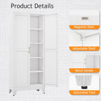 PAOFIN 71" Tall Metal Pantry Storage Cabinet with Doors and 4 Adjustable Shelves, White Kitchen Food Pantry Cabinets, Tall Freestanding Cupboard for Kitchen, Dining Room or Living Room