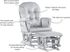 Suite Bebe Carson Glider and Ottoman in White Wood and Oyster Gray Fabric