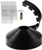 GROWNEER 150FT Landscape Edging Flexible 4 inch Tall Garden Border with 130pcs Galvanized Steel Anchoring Spikes and Hammer Lawn Edging Kit for Flower Bed, Pathway, Landscaping Project, Black