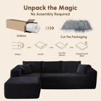 106" Cloud Sectional Couches for Living Room,L Shaped | Couch with Comfy Chaise,Modular Sofa with Deep Seat No Assembly Required,Black