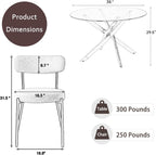 36" Round Dining Table Set for 4, Small Round Kitchen Table with 4 Boucle Dinner Chairs, Modern Circle 5 Piece Glass Dining Table with Metal Legs(Pink&Gold)