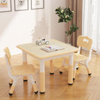 Kids Table and Chairs Set Height Adjustable Table and 2 Chairs for Toddlers | 60*60 cm Graffiti Table | Non-slip Caps | Ergonomic Chair | Rounded Corners | Suitable for Daycare, Classrooms, Home