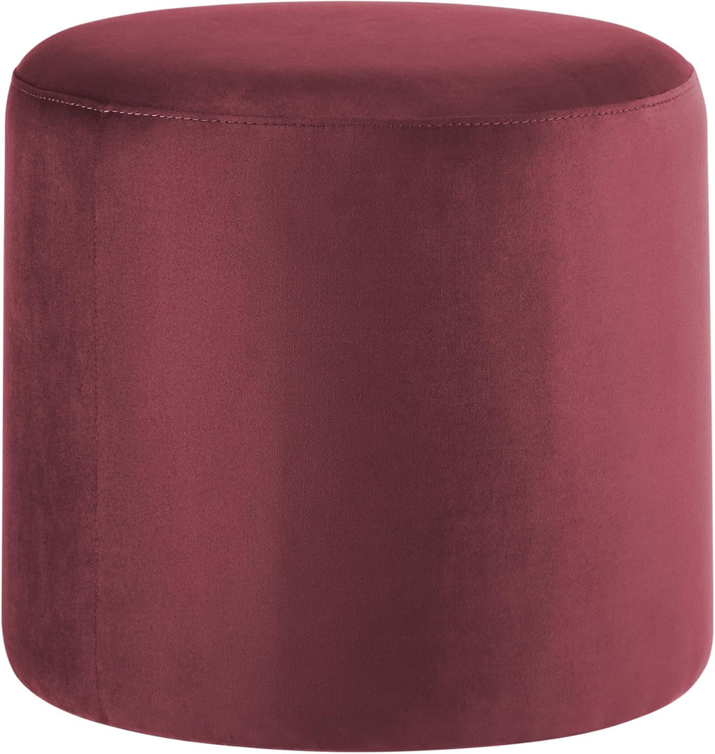 Studio Living® 19” Wentworth Ottoman Round Soft Velvet Bench, Stationary Ottomans, Backless Chair, Footrest for Living Room, Footstool Office, Bedroom, Padded Seat, Plum