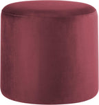Studio Living® 19” Wentworth Ottoman Round Soft Velvet Bench, Stationary Ottomans, Backless Chair, Footrest for Living Room, Footstool Office, Bedroom, Padded Seat, Plum