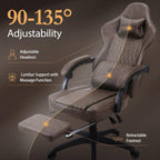 Dowinx Gaming Chair Breathable PU Leather Gamer Chair with Footrest Massage Lumbar Support, Big and Tall Ergonomic Reclining Computer Chair with Pocket Spring Cushion for Adults Teens (Brown)