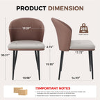 Modern Curved Back Dining Chairs Set of 4, Faux Leather Upholstered Accent Chair, Mid-Century Kitchen Side Chair with Soft Cushion for Dining Room, Living Room, Bedroom, Brown