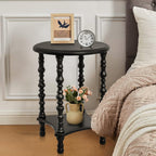 2-Tier End Table, Small Night Stand, Side Table, Bedside Table with Storage Shelf, Coffee Tables for Small Spaces, Bedroom, Living Room (Black)