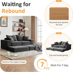 Modular Sectional Loveseat Cloud Sofa with Ottoman, Grey, 79''