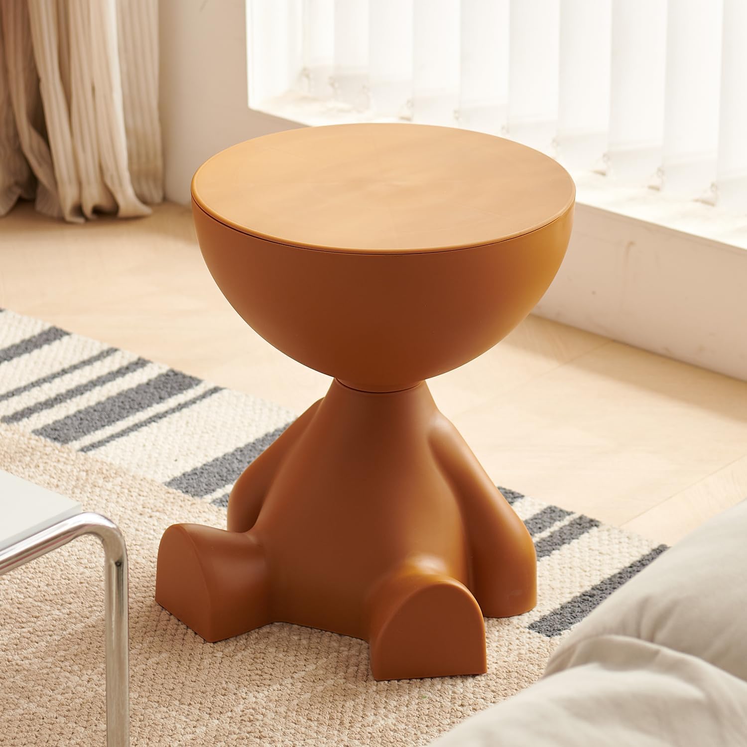 Circle Side Table, Round Modern End Table, Waterproof & Durable, Small Coffee Table for Living Room, Bedroom, Bedside, Versatile Accent Table - Orange