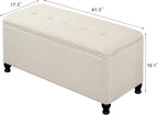 Homebeez 41" Linen Storage Ottoman Bench with Button Tufted Top & Wooden Legs, Upholstered Storage Bench for Bedroom, Entryway, Living Room
