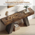 Kikihouse 63-Inch Long Console Table w/Storage Drawers, Wood Grain Sofa Table Behind Couch, for Entryway, Entrance, Hallway, Foyer, Living Room (Rustic Brown + Charcoal)