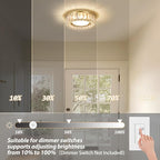 11 Inch Modern Gold Luxury Flush Mount Ceiling Light,Small Crystal Chandelier, Dimmable LED 5CCT 3000K-6000K 24W Round Close to Ceiling Light Fixture for Hallway,Kitchen,Bedroom,Laundry Room
