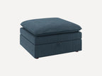 HONBAY Corduroy Ottoman, 31.5 Inch Square Ottoman Bench with Storage for Living Room, Blue