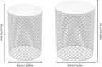Side Table, Set of 2 Accent Table Decorative Garden Stools for Indoor Outdoor, Bedside Table End Table for Bedroom, Patio, Cafe, Bar, Garden, Nesting, White