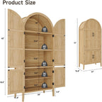 ONBRILL 71" Tall Wooden Arched Cabinet, 5-Tier Arched Kitchen Pantry Cabinet with Doors & Shelves, Farmhouse Kitchen Arch Cabinets with Adjustable Feet, Wooden Pantry Storage for Dining Room(Oak)