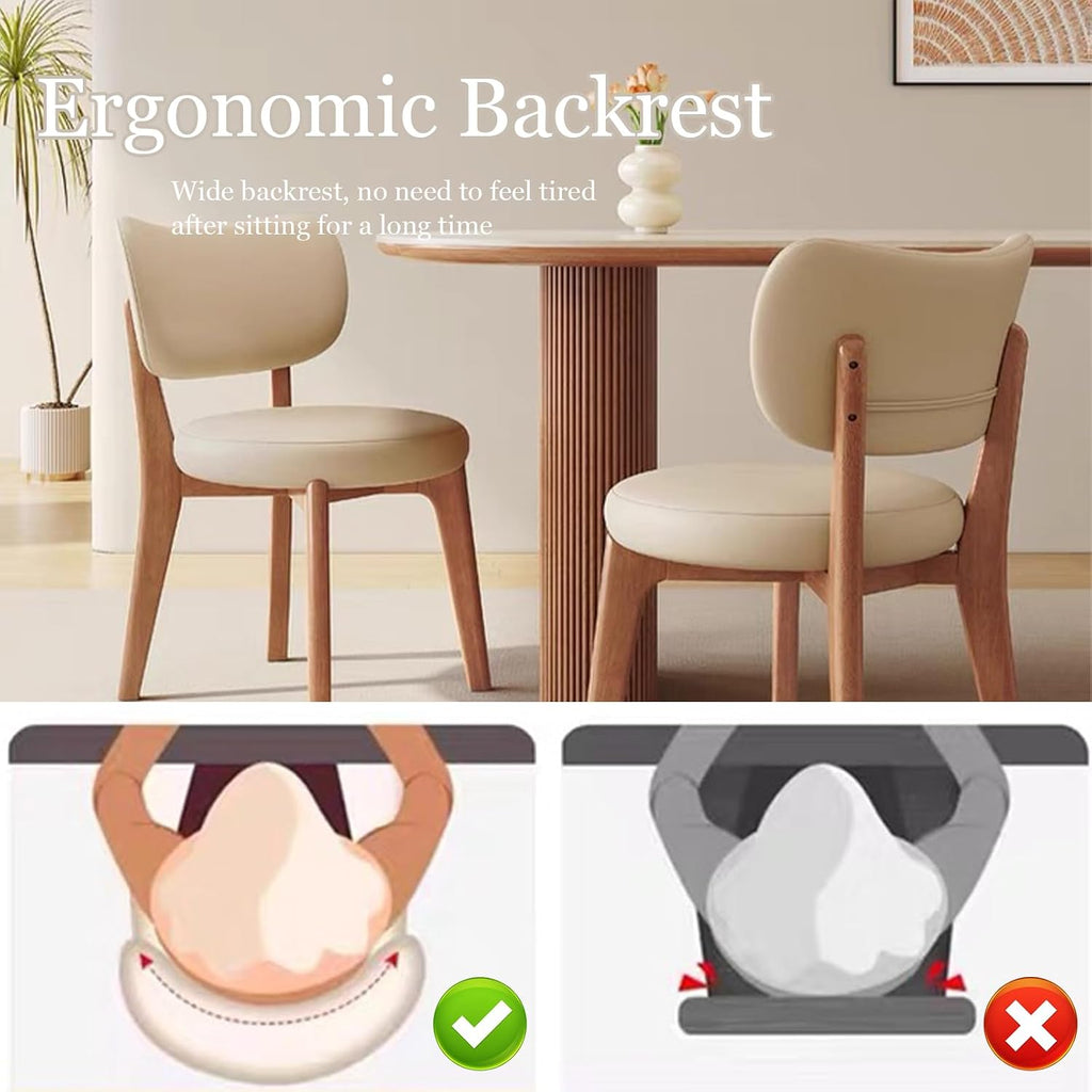 Solid Wood Dining Chairs Set of 2,Mid Century Modern Dining Chairs with Curved Backrest & Wood Frame,Upholstered Dining Room Chairs for Kitchen, Living Room Light Walnut+Dark Khaki
