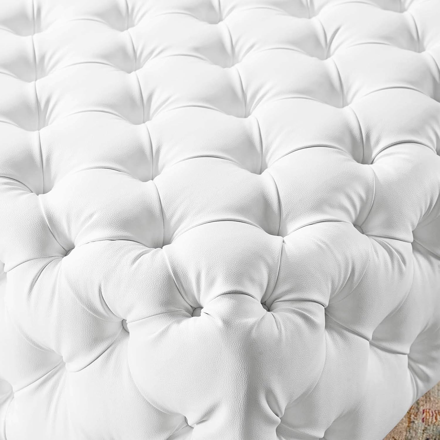 Modway EEI-3773-WHI Anthem Tufted Button Large Square Faux Leather Ottoman, White
