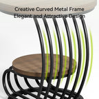 LITTLE TREE Round Side Table, Wood End Table with 2-Tier Storage Shelf, Accent Coffee Table, Curved Metal Frame End Table for Small Spaces, Living Room, Bedroom, Light Brown + Black