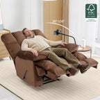 Euthymia Oversized Recliner Chair, Large Recliner Chair Chairs for Adults 400LBS, Big and Tall Manual Fabric Heavy Duty Recliner Chair, Extra Wide Recliners for Living Room, Brown