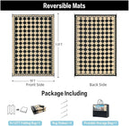 Outdoor Rug for Patios Clearance,Waterproof Mat,Large Outside Carpet,Reversible Plastic Straw Camping Rugs,Rv,Porch,Deck,Camper,Balcony,Backyard (9x12,Checkered/Black&Beige)