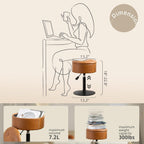 LUE BONA 360°Swivel Vanity Stool Chair for Makeup Room, Height Adjustable Stool for Vanity with Storage, Small Whiskey Brown Faux Leather for Bathroom, Living Room