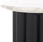 SAFAVIEH Couture Collection - Roxiella Black Solid Wood & Round Marble Top Accent Table, Pedestal Design, Sculptural Modern Side Table (SFV9732B)