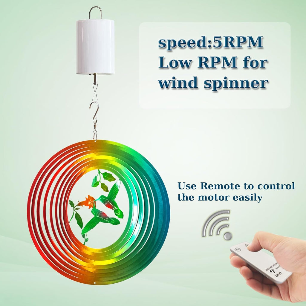 Fonmy Hanging Display Motor with Remote 5 RPM Low Speed for Wind Spinner Ornament Hanging Decor Wind Chimes Baby Crib Mobile Battery Operated Motor