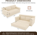 GRUSIGN 71" Loveseat Couch,Chenille Pullout Futon Couch,4 in 1 Folding 3 Seater Sofa Bed for Living Room, Cloud Couch with Storage Pocket & 2 Pillows,Beige