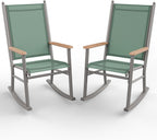 Shintenchi 2 Pcs Outdoor Rocking Chairs Set,Upgraded High Back Patio Rocking Chairs Set,Breathable Textilene Fabric Rocking Chair for Porch,Patio,Garden,Balcony(Green)