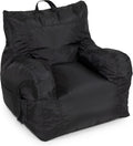 Big Joe Dorm Bean Bag Chair with Drink Holder and Pocket, Black Smartmax, Durable Polyester Nylon Blend, 3 feet | Polystyrene Bean Filled, Refillable, Nylon Polyester, Adult-Sized Comfortable Seating, Supports Up to 250 lbs