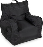 Big Joe Dorm Bean Bag Chair with Drink Holder and Pocket, Black Smartmax, Durable Polyester Nylon Blend, 3 feet | Polystyrene Bean Filled, Refillable, Nylon Polyester, Adult-Sized Comfortable Seating, Supports Up to 250 lbs