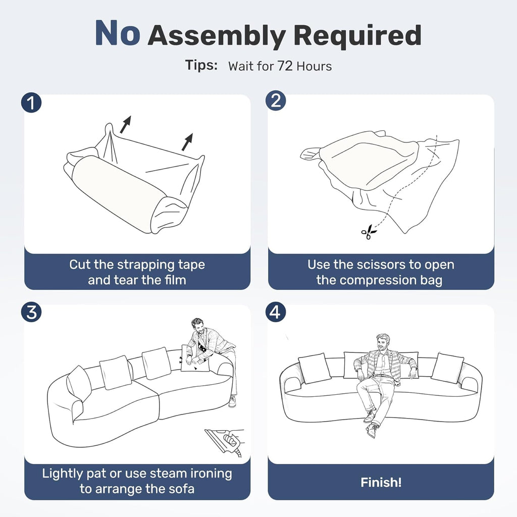 110” Modern Curved Sofa,Oversized Couch for Living Room,Cloud Couch,Modular Sectional Sofa with Deep Seat,No Assembly Required,Black