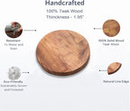 Natural Round Teak Wood Slice Slab 15.6"x15.6"x1.98" Live Edge Hand Crafted Varied Shapes Solid Wood Slab Handmade Wooden Board Resin End Table Slab Side Table Top Wall Home Décor