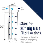 Pentair Pentek NCP-20BB Big Blue Carbon Water Filter, 20-Inch, Whole House Non-Cellulose Carbon Impregnated Pleated Filter Cartridge, 20" x 4.5", 10 Micron