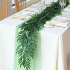 mizii 5 Packs 390" Artificial Vines Willows Garland Fake Vine Italian Ruscus Silk Green Leaves Faux Plants Greenery Decoration for Bedroom Room Wall Party Table Centerpieces Wedding Arch Decor