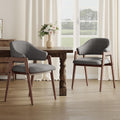 MALOL Wooden Dining Chairs Set of 2, Modern Fabric Upholstered Dining Room Chair, Kitchen Side Chairs, Farmhouse Dinner Chair with Curved Open Back for Kitchen, Grey
