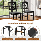 GOFLAME 3-Piece Dining Table Set for 2, Wooden Square Kitchen Table with 2 Upholstered Chairs, Space-Saving Dining Room Furniture Set for Dining Room, Breakfast Nook, Small Space, Grey & Black