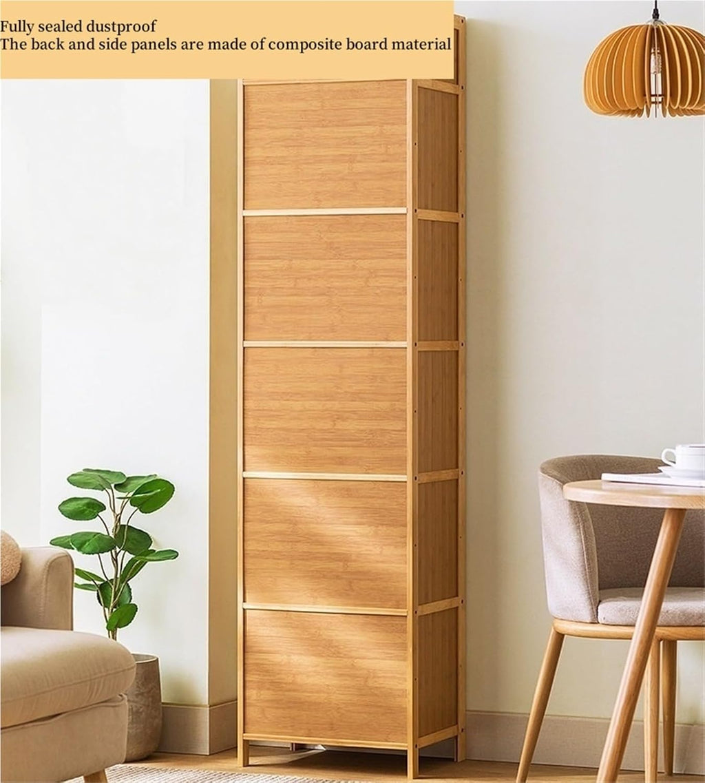 Narrow Kitchen Pantry Cabinet with Doors Storage Rack for Spices Free Standing Organizer Bamboo Storage Cabinet for Small Space Kitchen(43cm*32cm*97cm)