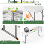 HLPB 6 FT Narrow Folding Table, Tabletop Fold-in-Half, Thickened HDPE Material and Thicker Metal Frame, Foldable with Handle & Safety Locks, Perfect for Meeting, Party, White