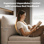 King Size Bed Frame with Oversized Headboard, Luxury Cloud Bed, Ivory