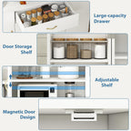 55" Kitchen Pantry Cabinet, Large Storage Cupboard with Doors and Shelves, White Kitchen Storage Cabinet with Drawer, Versatile Buffet Sideboard for Dining Room and Craft Room