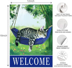 Welcome fall cat garden flag for outside 12x18, seasonal flags with cats double sided house flags, House Yard Lawn Decor Holiday Funny Garden Yard Decoration