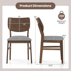 Giantex Wooden Dining Chairs Set of 4, Farmhouse Upholstered Kitchen Chairs w/Rubber Wood Frame, Gray Padded Seat, Curved Back, Armless Fabric Side Chairs for Dining Room, Living Room