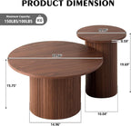 Round Nesting Coffee Table Set of 2 for Small Spaces | Modern style, suitable for living rooms, wooden