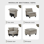Lexicon Chenille Upholstered Rectangle Ottoman, Foot Stool, Black Faux Wood Feet, Durable Frame, Large Padded, Modular Sectional Couch Add Ons for Living Room, Bedroom, Assembly Required, Dark Pewter