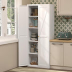 71" Tall Kitchen Pantry Storage Cabinet, Kitchen Storage Cabinet with Doors and 4 Adjustable Shelves, Metal Freestanding Cupboard for Garage Dining Room Living Room Bathroom, White