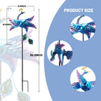 WONDER GARDEN Wind Spinners Outdoor - 2 Pack Small Metal Blue Peacock Wind Spinner Windmill, Wind Sculpture for Yard Patio Lawn Decor