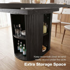 43.3''–59'' Extendable Round Dining Table for 4–8, Modern Wood Oval Kitchen Table with Storage Shelf, Space-Saving Expandable Circle Dinner Table for Dining Room or Living Room (Black)