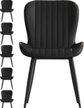 Dining Chairs Set of 6,Black Leather Dining Chair Upholstered,Kitchen Chair,Modern Dining Room Chairs with Black Metal Legs Frame for Restaurant,Dining Room,Cafe